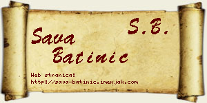 Sava Batinić vizit kartica